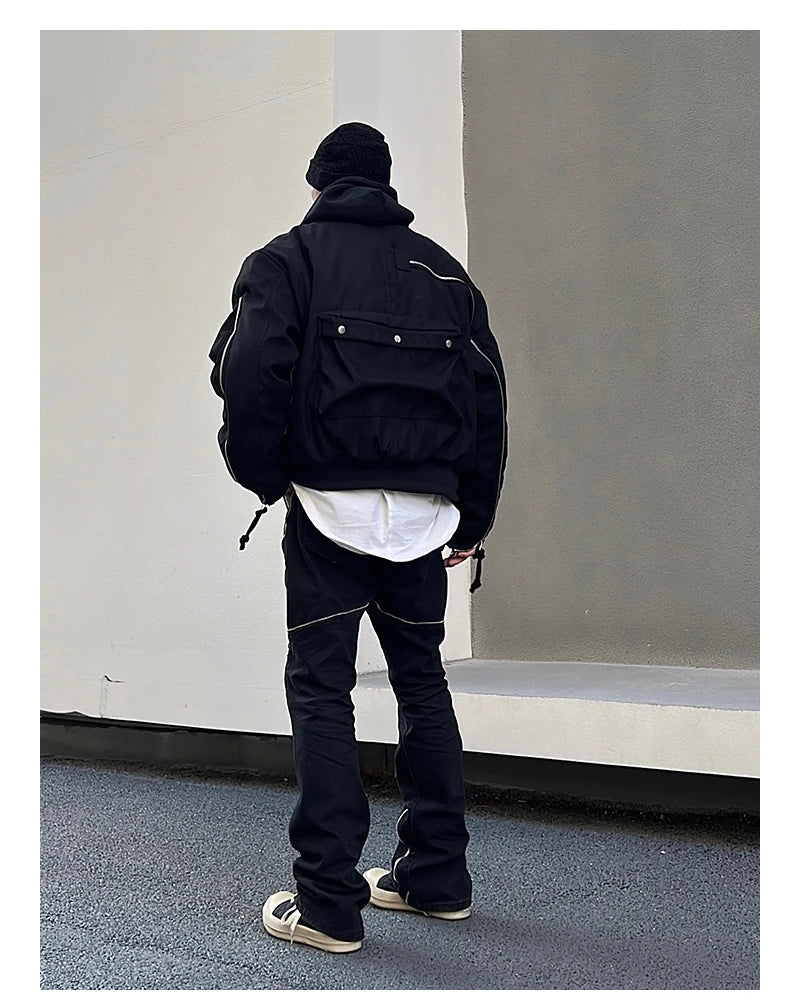 retro washed denim jean pants 2023 new casual zipper open loose straight jeans hip hop y2k pants mens jeans streetwear joggers unique joggers style 4207