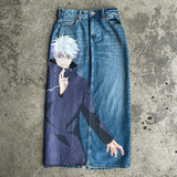 y2k baggy jeans harajuku print pattern streetwear fashion hip hop men women high waisted casual wide leg jeans anime clothes unique jeans style 4366