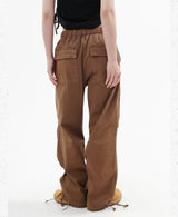 knee fold baggy pants unisex casual elastic waist straight trousers streetwear fashion drawstring women men hip hop y2k joggers unique joggers style 1277
