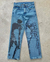 harajuku sunny sexy girl anime print baggy jeans new style wide leg trouser y2k popular streetwear men women high waist pants unique jeans style 5463