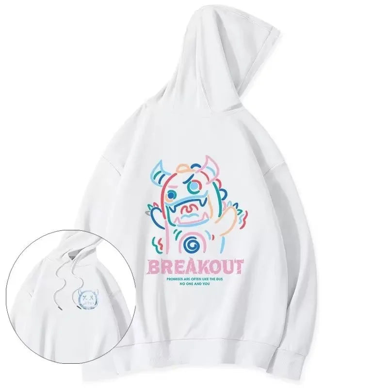 Breakout Cattle Harajuku Prints Mens Pullover Hoodies Casual Loose Sweatshirt