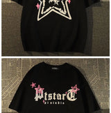 Glitchcore Chrome logo – Pure Cotton American Retro High Street Star Short Sleeved T