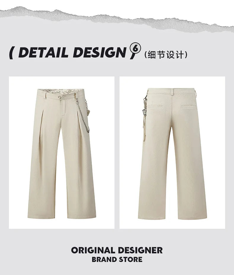 wide leg casual suit pants men japanese korean streetwear fashion loose cleanfit suit baggy pants cityboy long trousers unique default style 2166