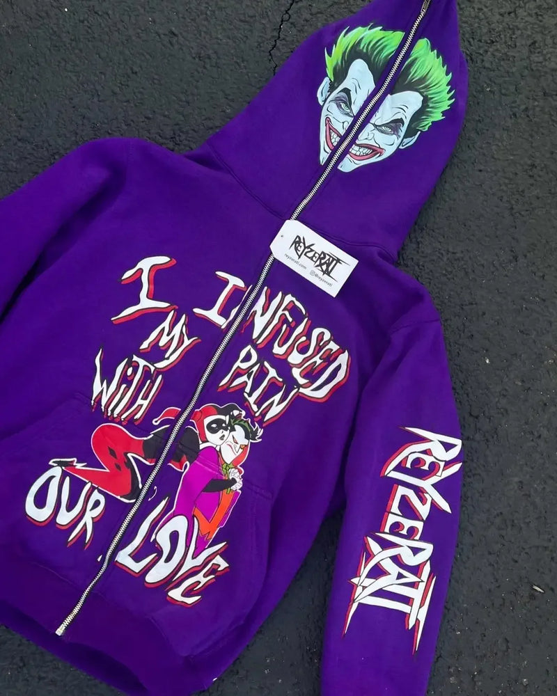 Vaporwave Drop – Harajuku Tracksuit Men Clown Print Hoodies Sweatshirt Oversi – Streetwear Fashion for Men & Women