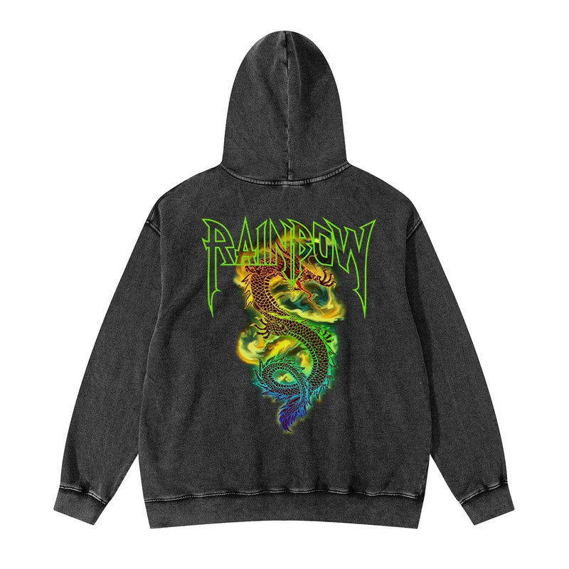 gothic barcode glitch featuring rainbowtouches washed hoodie men high street fashion dragon pattren hoodie hip hop unisex essentials superior quality clothing