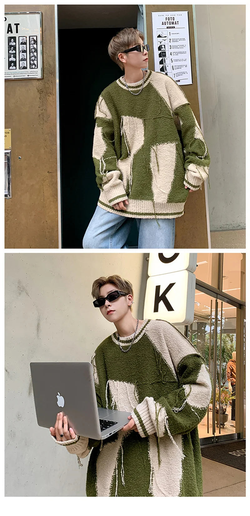 retro street knitwear, high-street look, trendy streetwear apparel for men and women