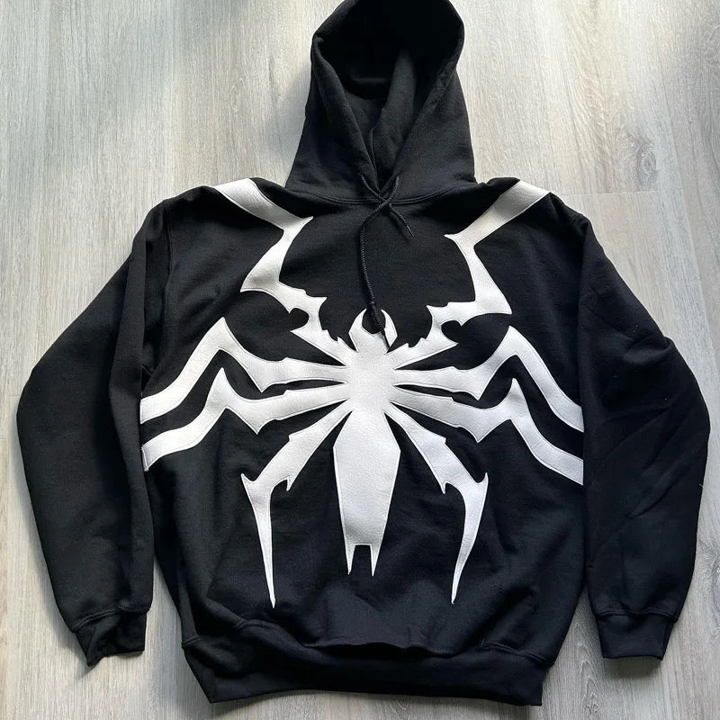 Techwear hoodie with cyber grid glitch graphics