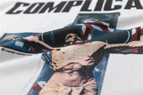 Summer 24ss Cross Print Brand Fashion Round Neck High-Street Round Neck Cotton Long Sleeve T Shirt Pullover