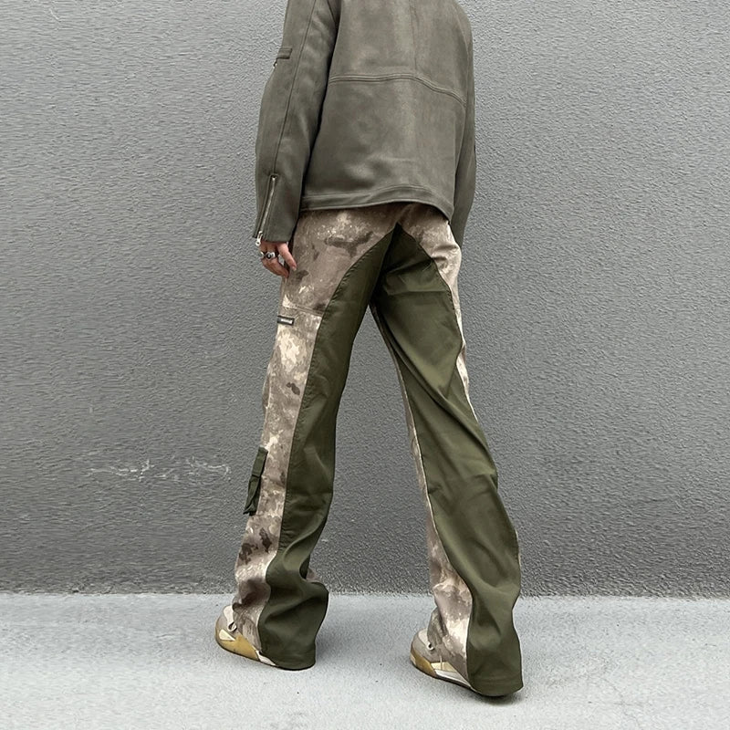 vintage camouflage denim jean street wear functioncan patches casual jeans pants mens baggy straight leg camou jeans overalls unique jeans style 3001