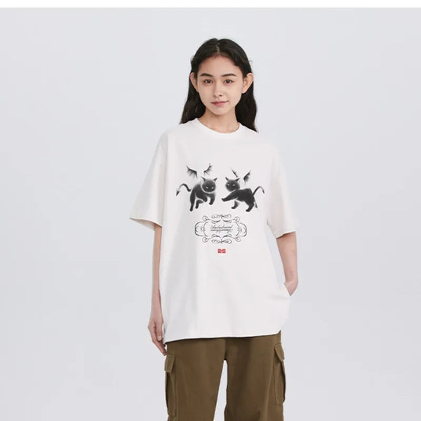 Gothic Anime panel – American Devil Kitten Print T Shirt Men Summer New Retro Har