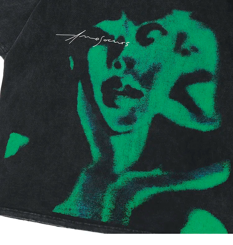 Sadcore Streetwear top – Vintage Punk Men Oversize Tshirt Streetwear Hiphop Abstract