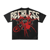 Grunge Y2K T-Shirt – Bleached Effect with Cursed Skull Art
