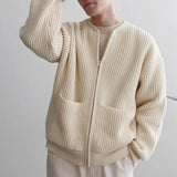 Korean Color Round Neck Knitted Cardigan Jacket For Men 2023 Autumn Winter Fashion Youth Trend Versatile Casual Breathable Top