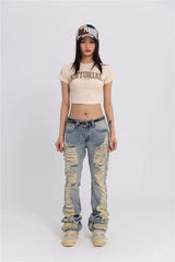 fashion ripped denim jeans mens destoryed holes zipper straight trousers jeans hip hop streetwear new casual joggers jeans pants unique joggers style 3082