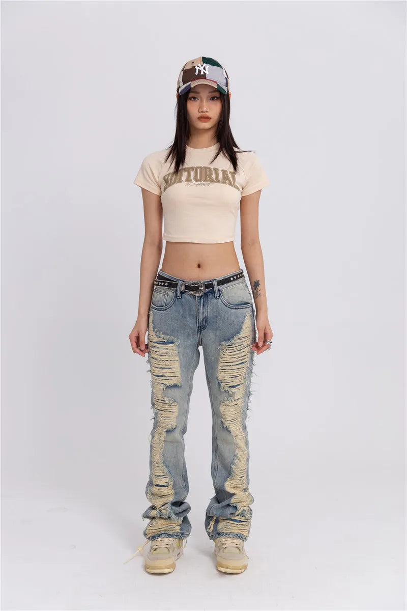 fashion ripped denim jeans mens destoryed holes zipper straight trousers jeans hip hop streetwear new casual joggers jeans pants unique joggers style 3082