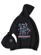 Breakout Cattle Harajuku Prints Mens Pullover Hoodies Casual Loose Sweatshirt