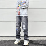 high street black washed straight jeans lowrise hip hop ripped jeans pants for men baggy vintage fashion wide denim pants women denim street jeans