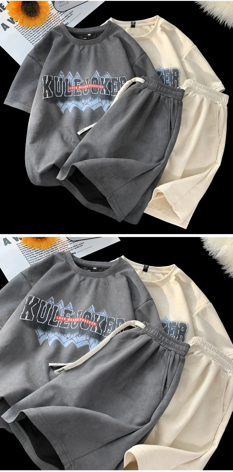 Sadcore Chrome logo – Stylish New Suede Short Sets Hip Hop Street Letter Printing