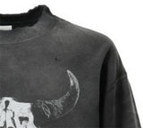 Vintage FW24 Devil print pattern High-Street Cotton Quality round neck pullover long sleeved sweatshirt
