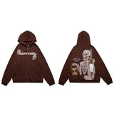 Glitchcore Fashion – Fashion Skull Embroidery Hoodies Pullover Hooded – Streetwear Fashion for Men & Women