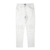 high street white knee pleated vertical stripe elastic fit skinny jeans male casual small leg jeans pants slim mens clothing unique jeans style 3673