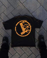 Glitchcore Tribal flame – American Gothic Quirky Letter Print Oversized T Shirt Mens F