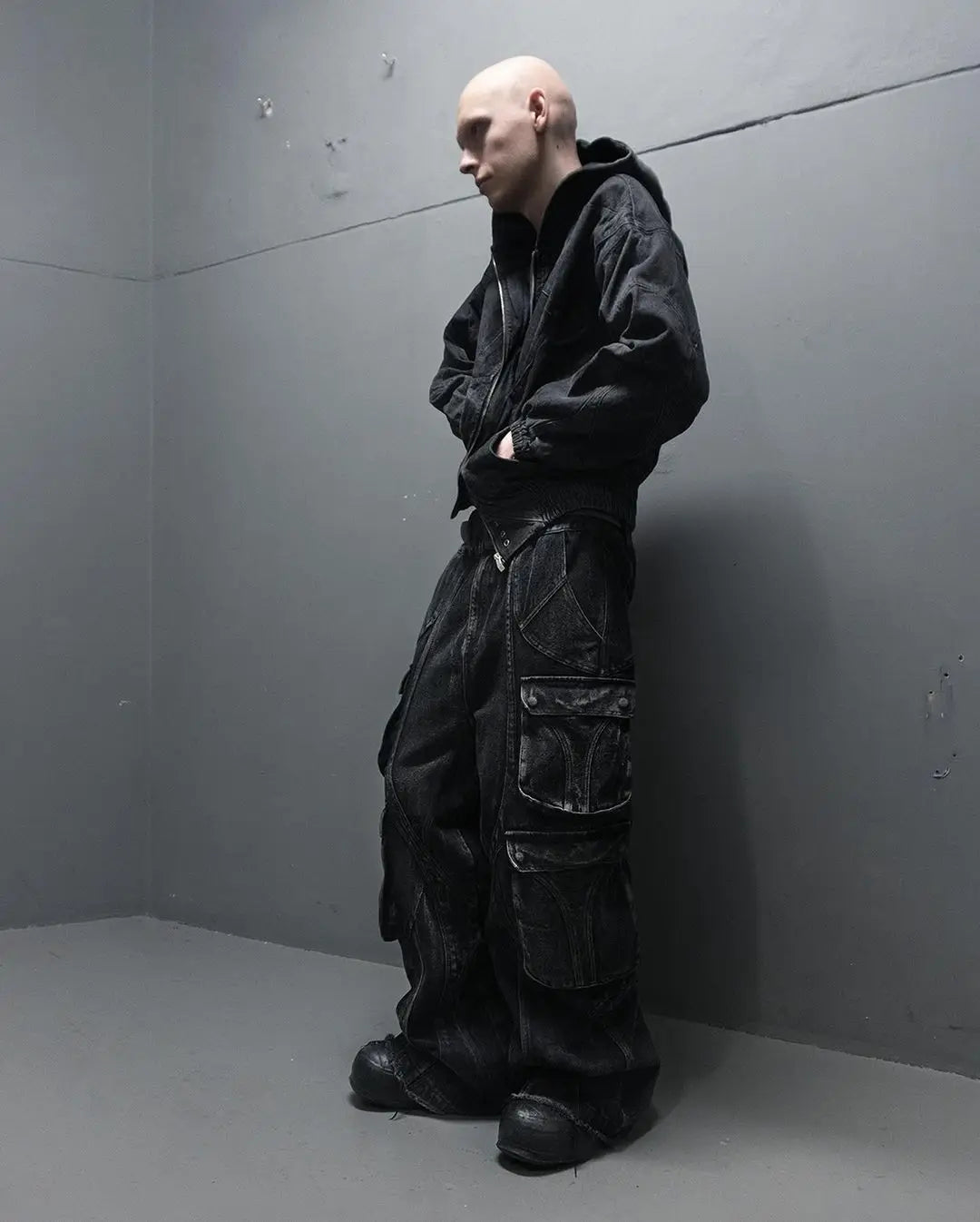 black ripped y2k baggy jeans harajuku hip hop high waist denim pants 2024 new gothic retro jeans for men wide leg streetwear unique jeans style 363