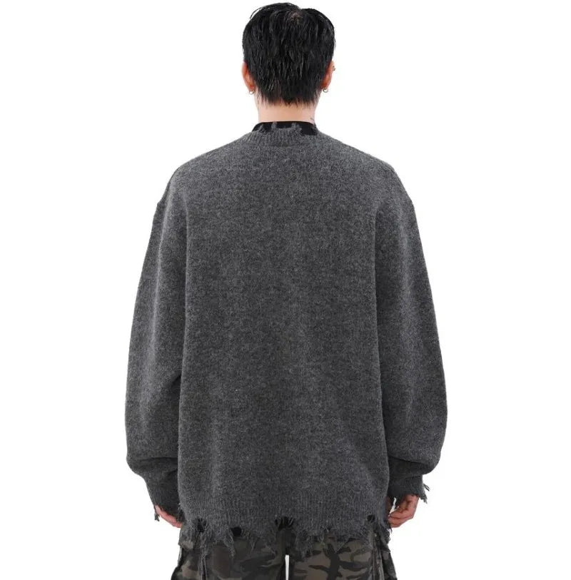 layered flame street knit, photo-ready knit, trendy urban fashion top for men, layered streetwear look
