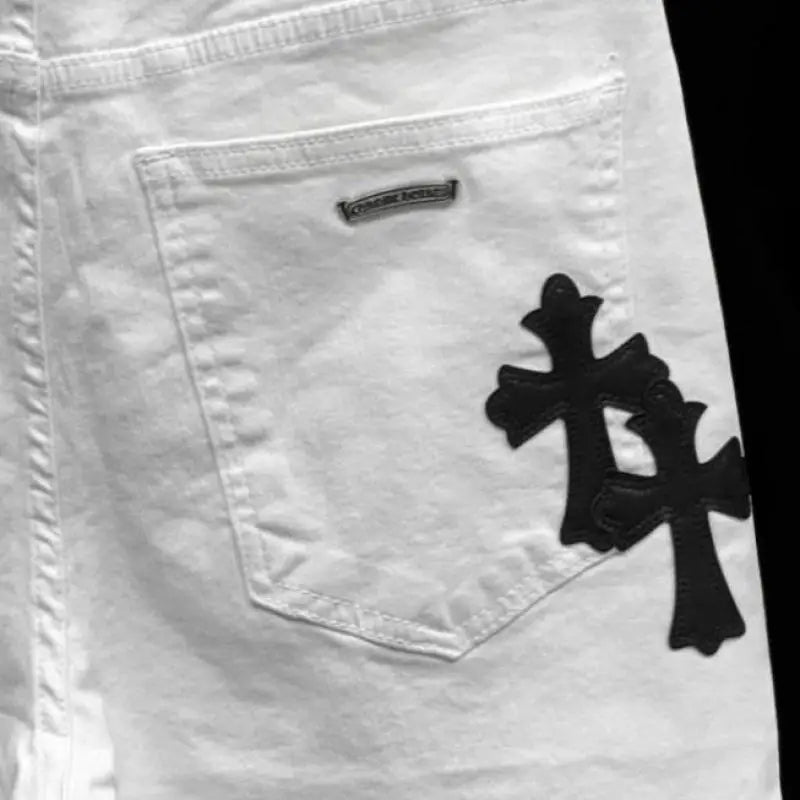 Summer Cotton Elastic Shorts Men's American Style Street Fashion Brand Embroidered
