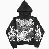Y2k Pullover Long Sleeved Sweatshirt Vintage Printed Pattern Streetwear Tops Vintage Clothes Dark Punk School Outfit Ootd Jacket