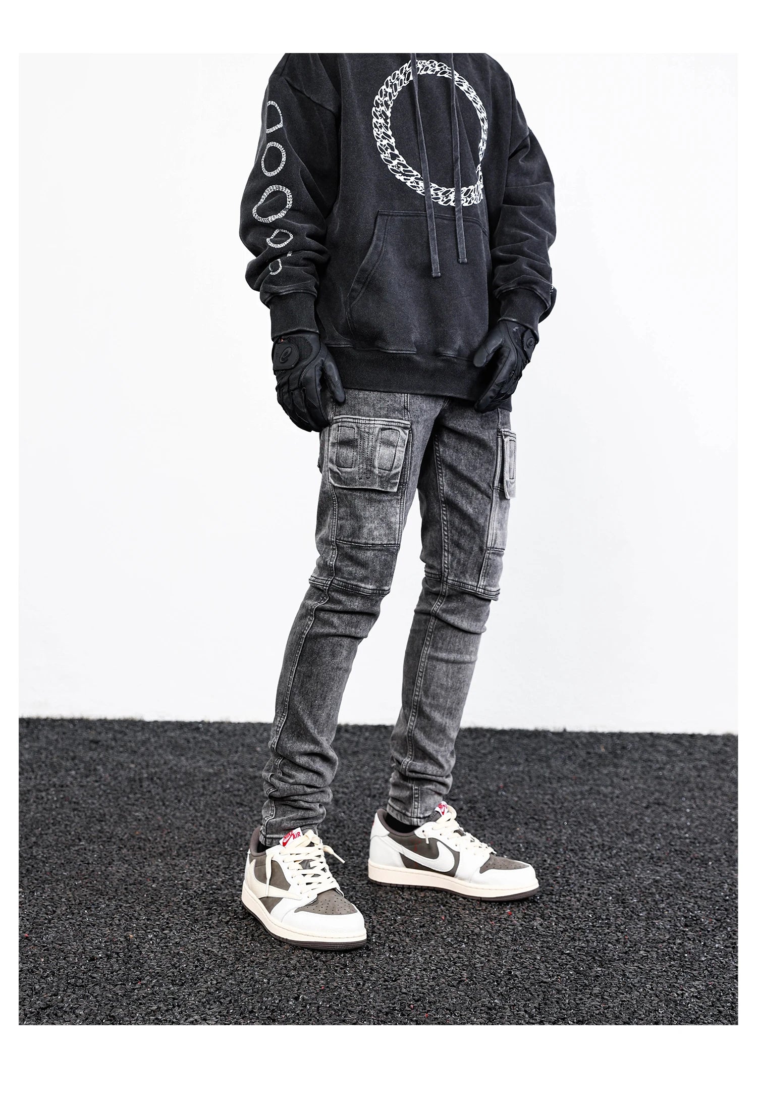 side pocket denim retro jeans mens biker zipper jean trousers hip hop fashion high street slim fit pants joggers y2k men s jeans unique joggers style 2945
