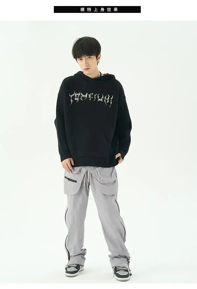 urban flame hoodie with photo-ready knit construction, bold Y2K look for men’s outerwear, men’s streetwear clothing piece for