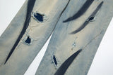 irregular graffiti prtinted denim jean pants casual distressed washed biker jeans hip hop streetwear y2k mens straight joggers unique joggers style 4872
