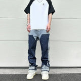 color washed denim mens jeans pants fashion graffiti patchwork loose biker red jeans streetwear hip hop casual straight pants unique jeans style 5187
