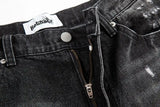 high street black washed straight jeans lowrise hip hop ripped jeans pants for men baggy vintage fashion wide denim pants women unique jeans style 5369