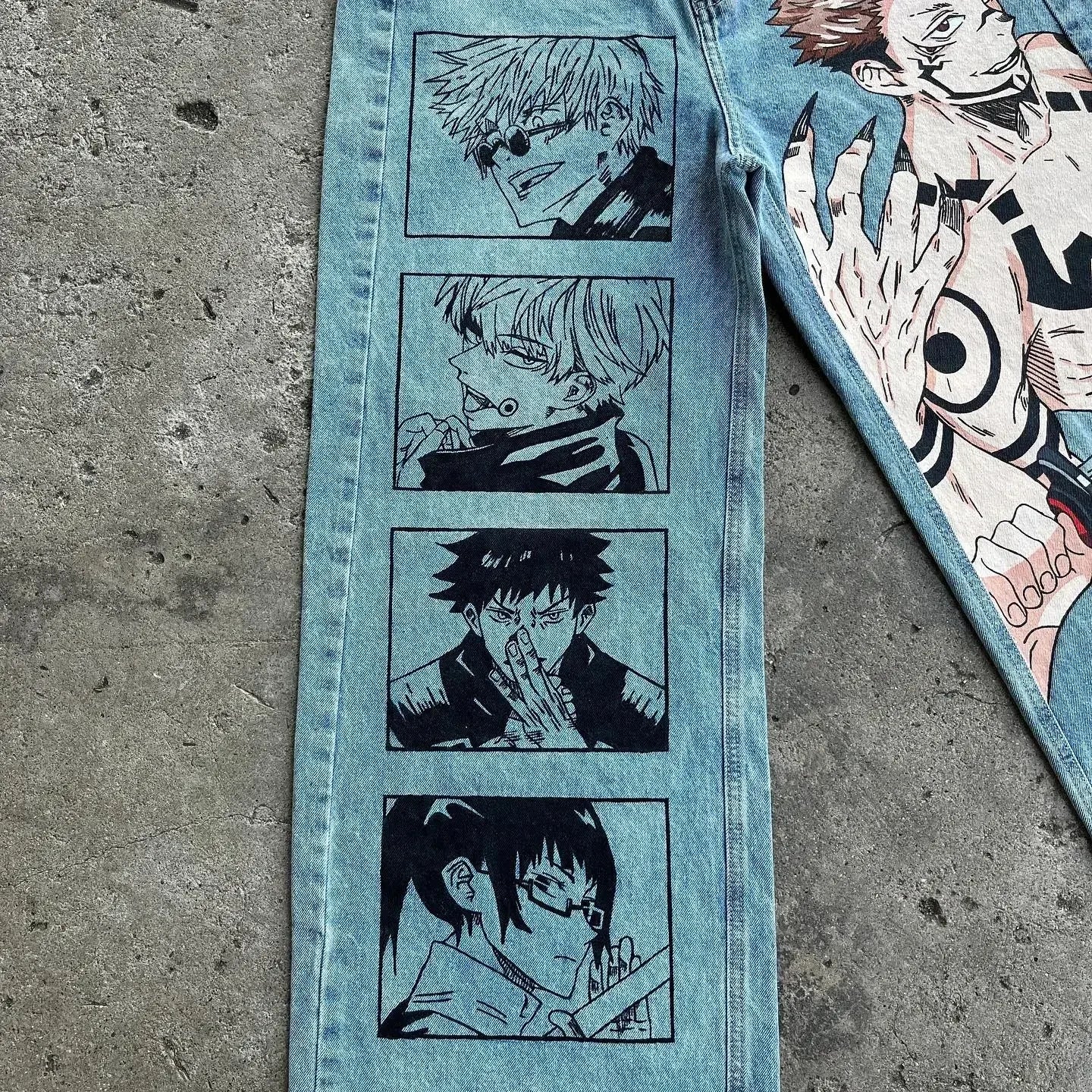harajuku y2k baggy jeans the winged dragon of ra print wide leg denim pants popular anime jeans streetwear trouser men clothing unique jeans style 5731
