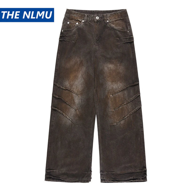 vintage baggy jeans men tie dyed distressed loose straight denim pants luxury designer jeans male streetwear hip hop trousers urban skinny jeans