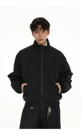 checkered varsity bomber, high-street look, men's streetwear fashion, trendy oversized fit, urban techwear design, modern hip