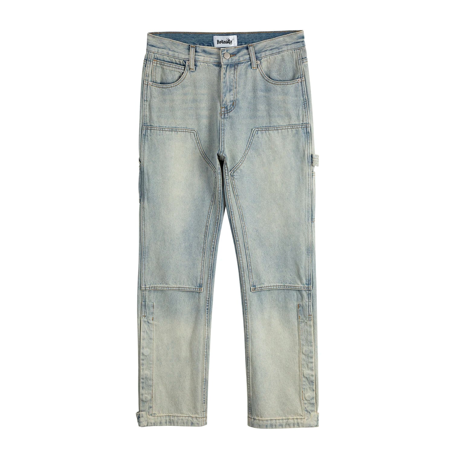 y2k streetwear side zipper buckle baggy pencil jeansfor menwshed hole ripped distressed pantalones hombre loose denim trousers unique jeans style 541