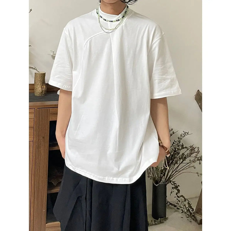 Trapwear Oversized shirt – Korean Summer Minimalist Retro Chinese Style Stand Collar Sp
