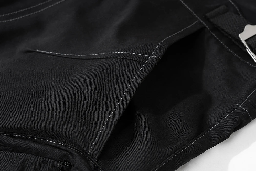 functional multi pockets overalls pantalones hombre baggy mens black cargo pants y2k streetwear loose baggy trousers oversized unique cargo style 895