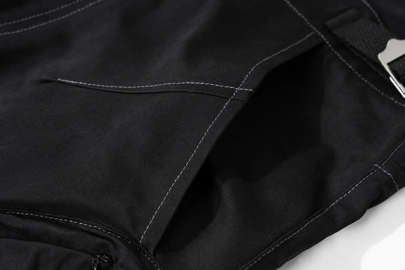 functional multi pockets overalls pantalones hombre baggy mens black cargo pants y2k streetwear loose baggy trousers oversized unique cargo style 895
