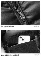 Winter new men's cotton thickened jacket slim stand-up collar splicing PU leather large pocket cotton-padded coat men