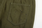 military green cargo jeans pants thin streetwear skinny micro horn ripped jeans hip hop raw edge speckle ink washed slim jeans unique cargo style 3535