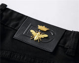 high new 2022 classical vintage morden luxurious embroidered bee crown jeans cotton denim pants comfort casual 28 38 n404 unique jeans style 1255