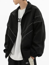 minimalist street zip-up, streetwear for men, fall streetwear outfit, oversized style, layered fashion, modern aesthetic, graphic detail