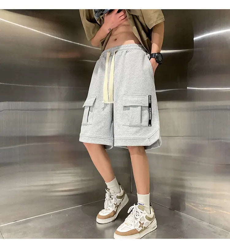 korean style niche casual shorts men summer workwear five point pants design trendy brand loose couple style retro sports pants unique shorts style 2176