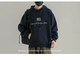 Fashionable Korean Personalized Hooded Sweatshirt Men's Letter Autumn and Winter Tops Japanese Casual Loose Pullover Jacket Tops
