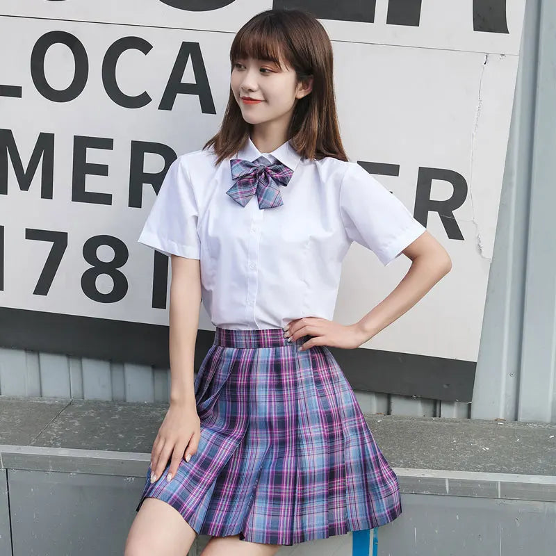 Jk Uniforms Gyaru School Uniform for Girl Student Pleated Skirt Uniform Set Women Short Sleeve Bow Tie Seifuku Japanese Style