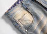 star splicing men jeans vintage blue straight denim pants y2k streetwear man fashion jeans trousers unique jeans style 4607